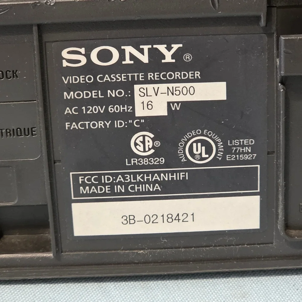 Sony SLV-N500 Hi-Fi Stereo VHS VCR 4-Head Flash Rewind Video Cassette Recorder